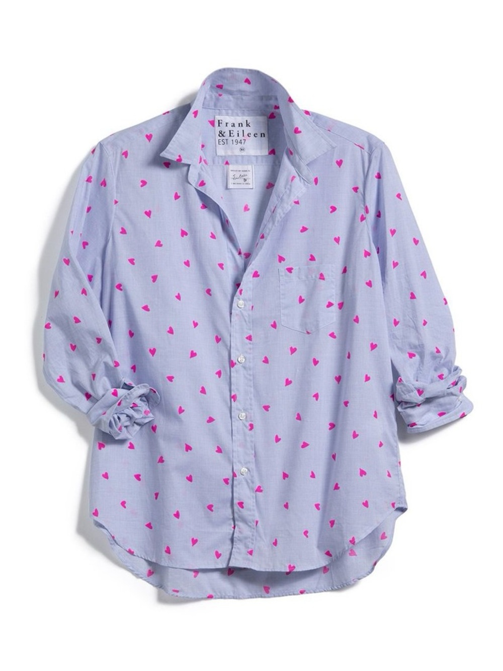 Frank & Eileen Eileen Cotton Relaxed Button-up Neon Pink Heart EUC